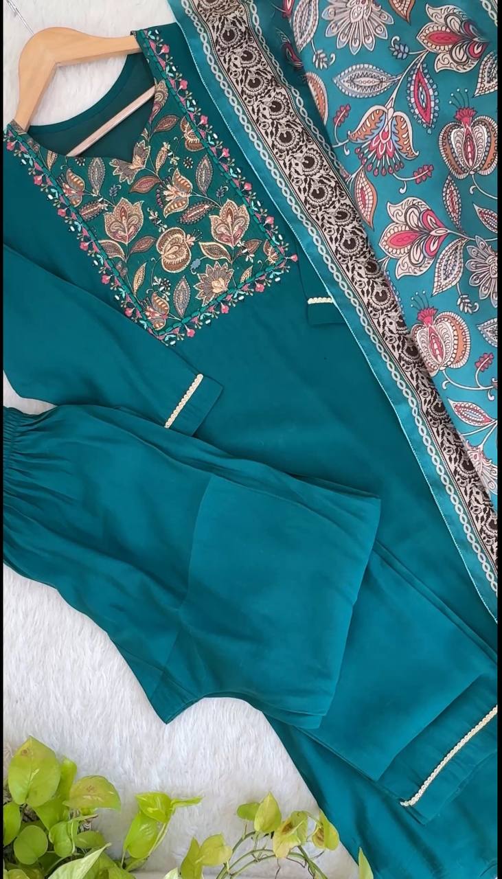 Rama Color Roman Silk Kurta Set