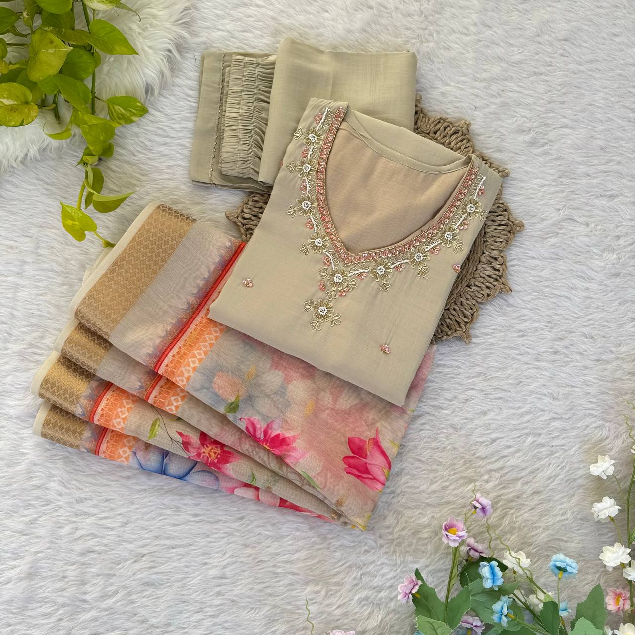 Chiku Color Hand Work Kurta Set