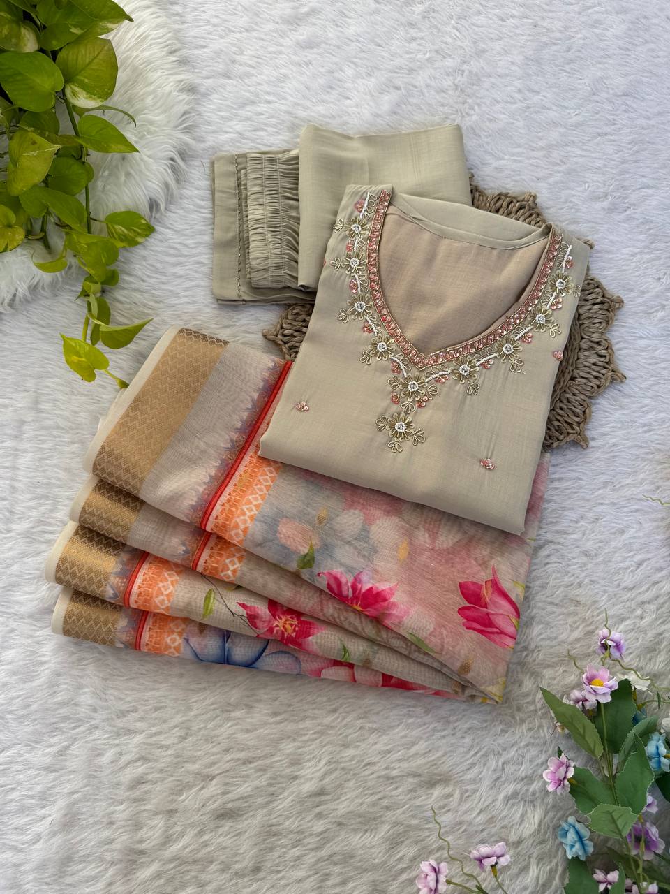 Chiku Color Hand Work Kurta Set